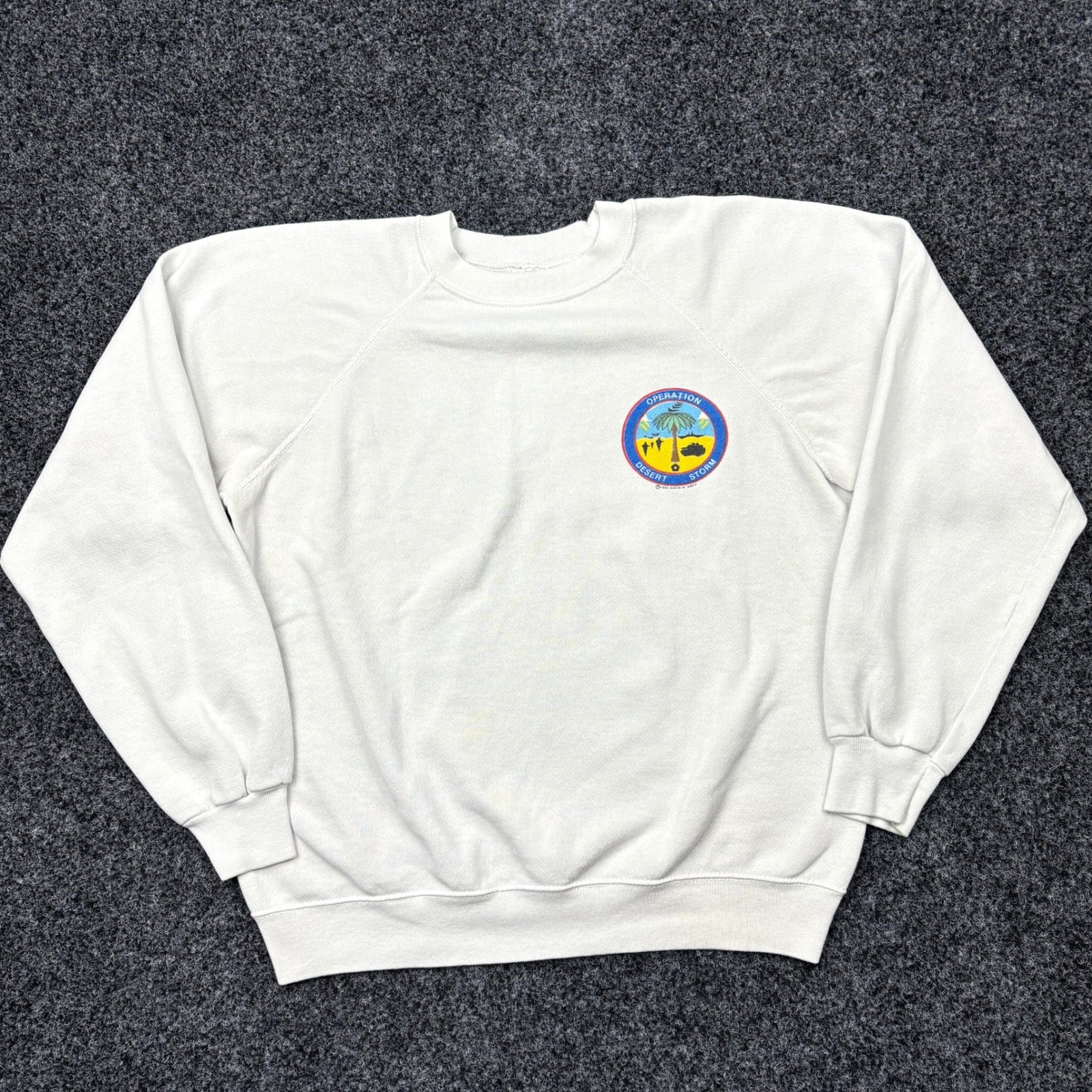 Vintage 1991 Hanes Operation Desert Storm Sweatshirt Mens Large White Usa Made